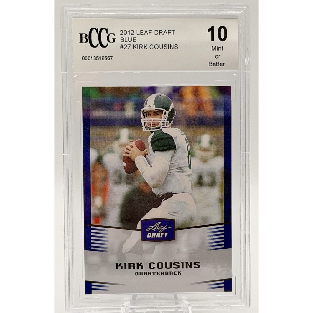 2012 Leaf Draft Blue Kirk Cousins Rookie #27 Michigan State Spartans Beckett 10